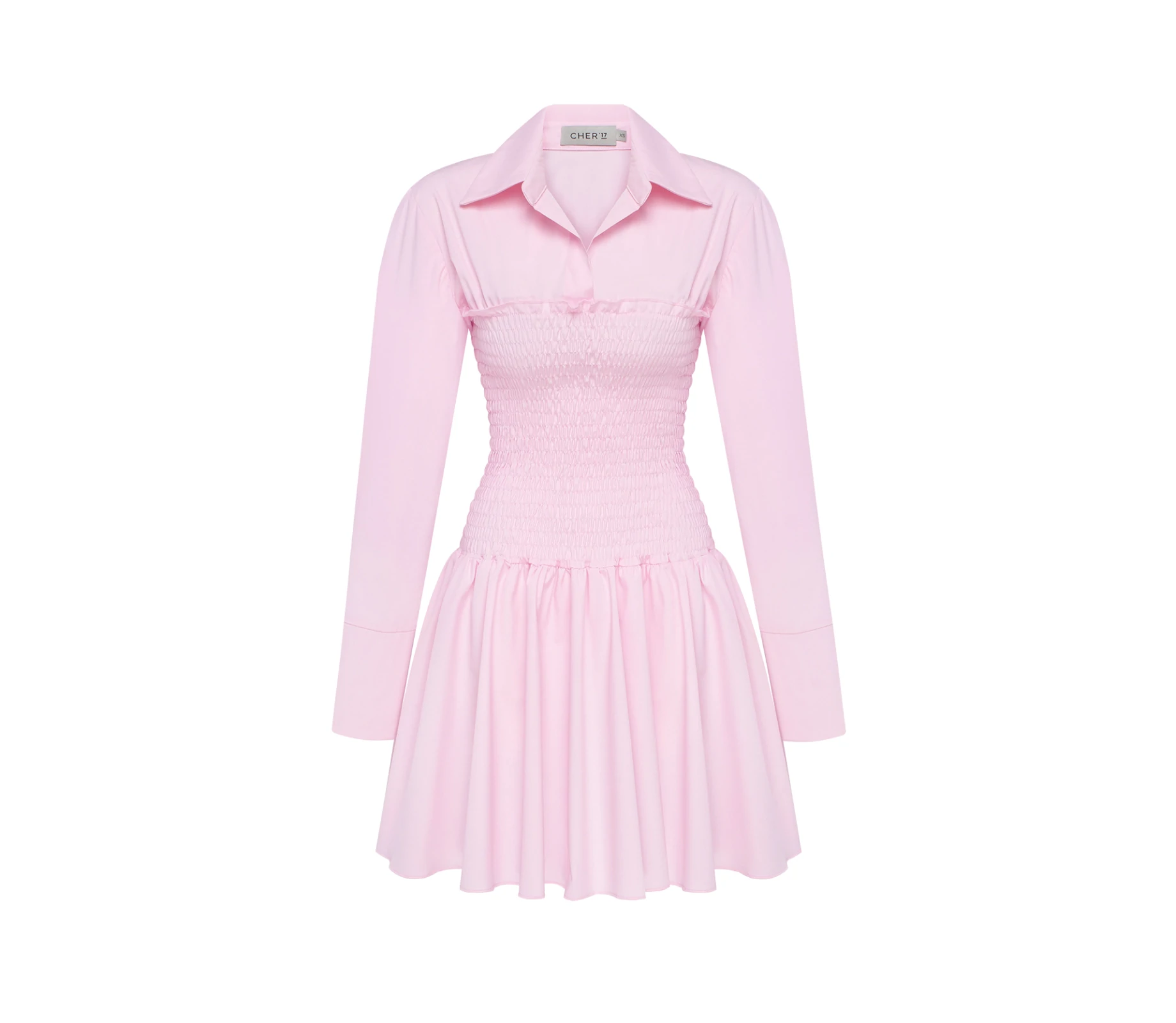 Сукня-сорочка з ниткою резинкою рожевий недорого