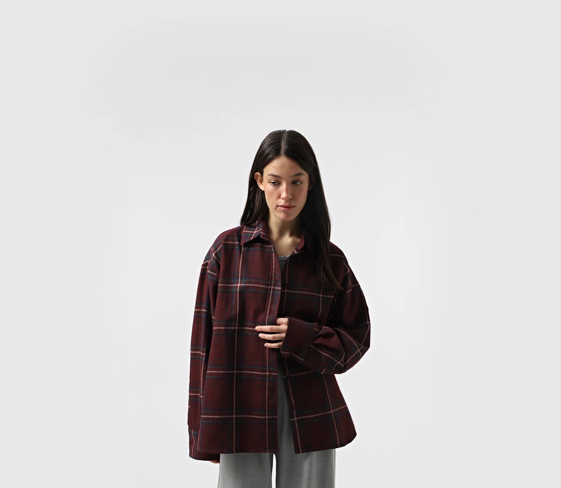 Сорочка в клітинку бургунді cher17