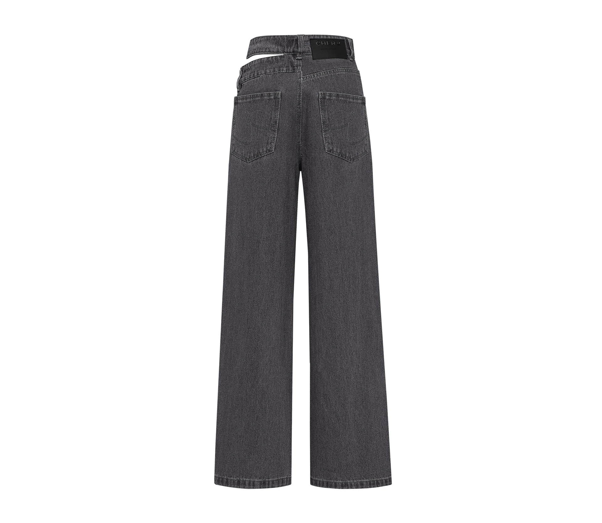 Джинси на високій посадці з подвійним поясом сірий - фото №6 Джинси на високій посадці з подвійним поясом сірий купити