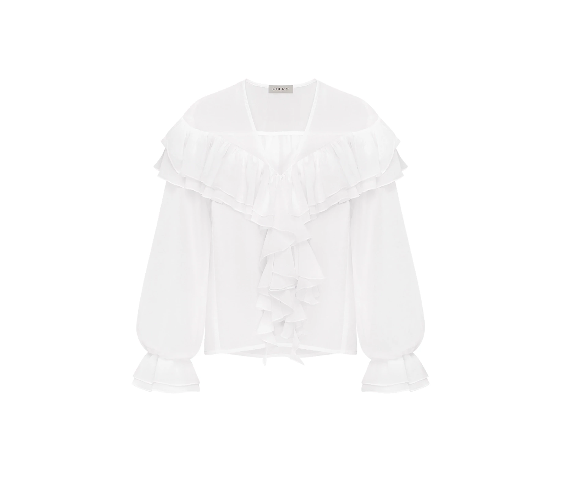 Блуза з рюшами на завʼязках молочний знижки