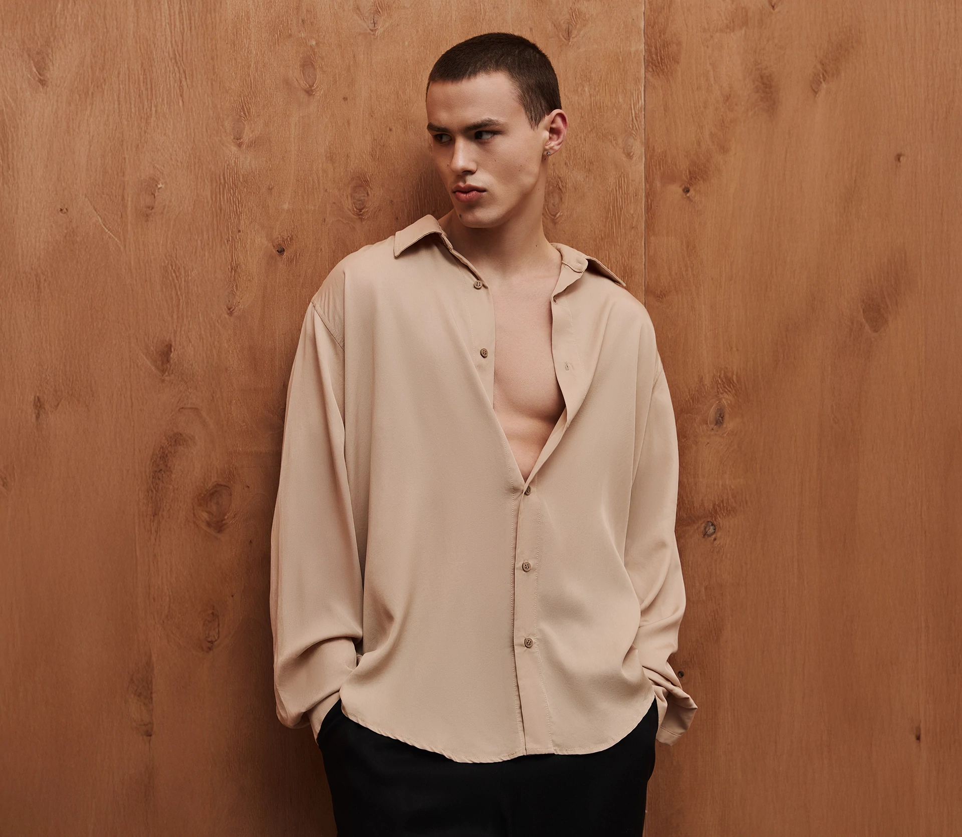Сорочка чоловіча Tencel бежевий фото