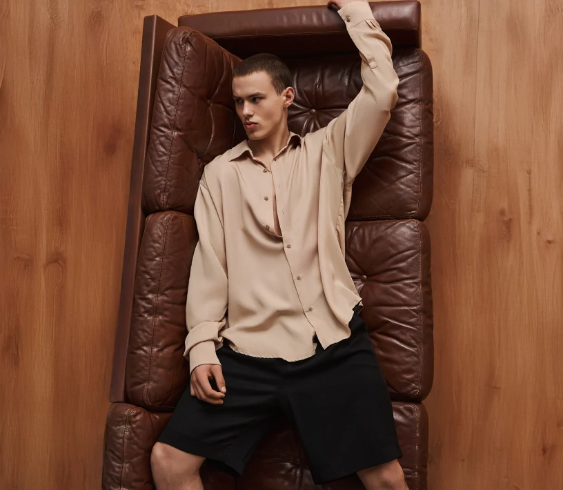 Сорочка чоловіча Tencel бежевий недорого