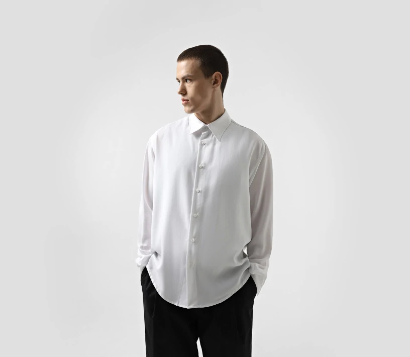 Сорочка чоловіча Tencel молочний ціна