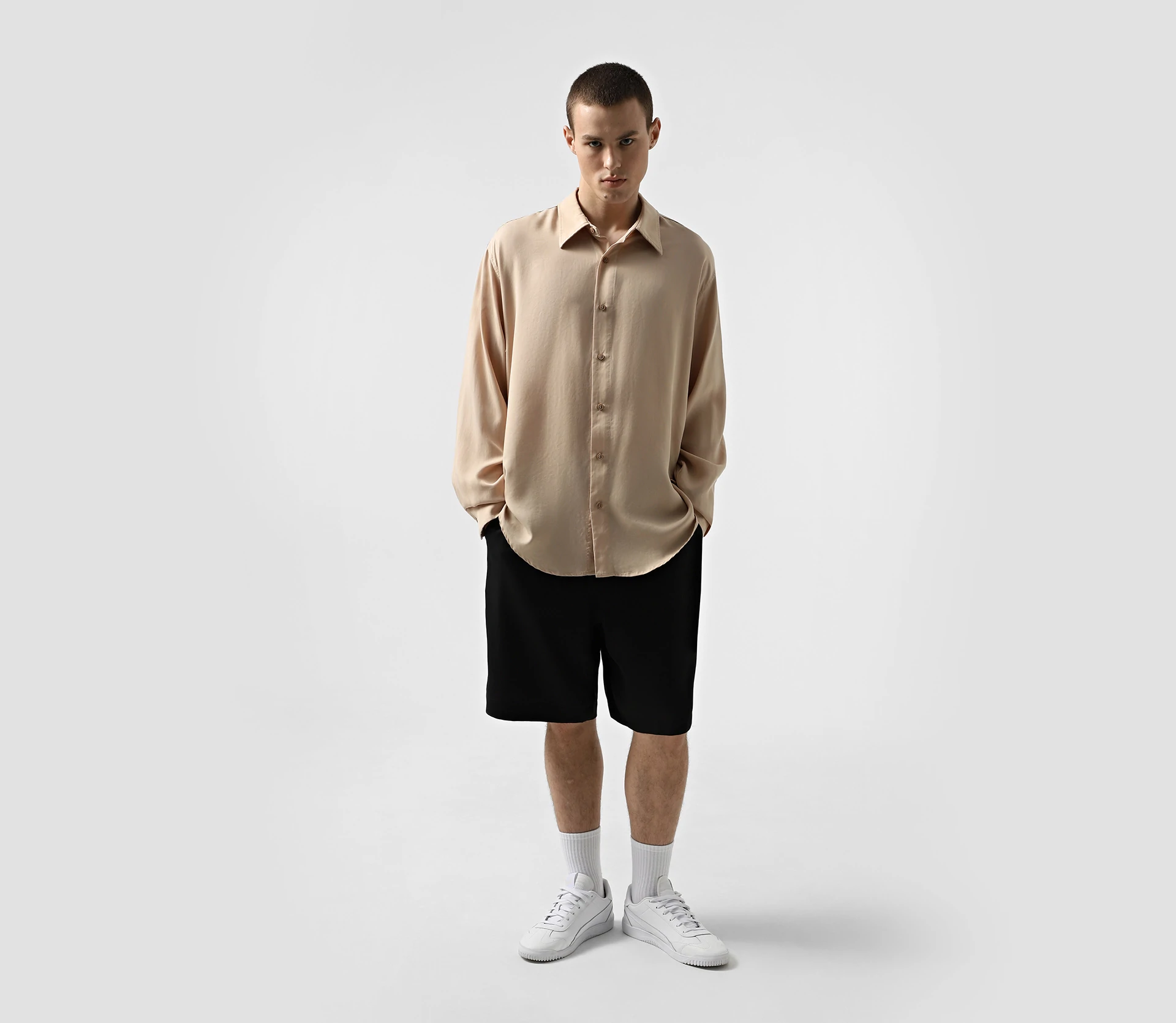 Сорочка чоловіча Tencel бежевий в Україні