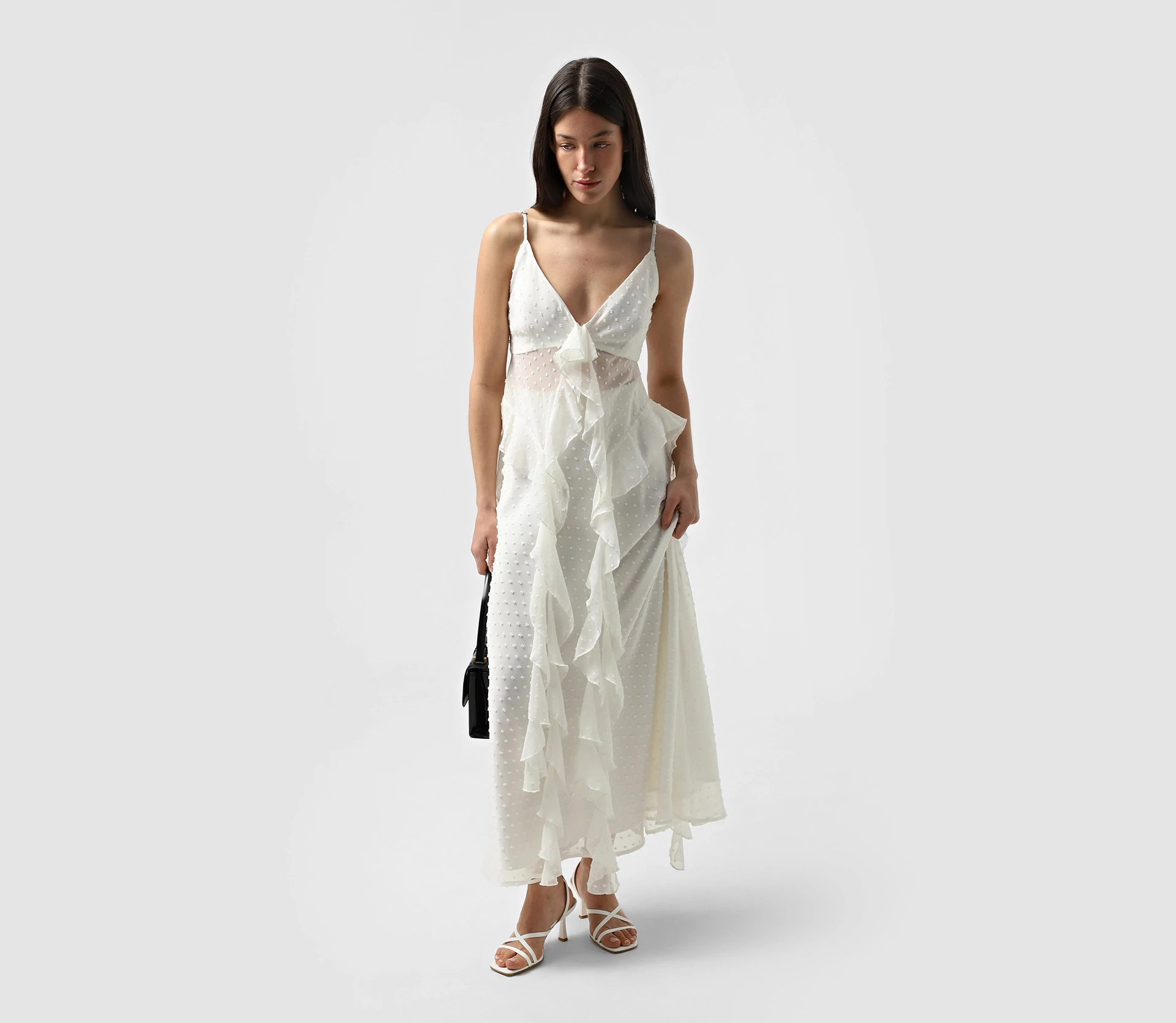 Спідниця міді в цяточку молочний - фото №5 Спідниця міді в цяточку молочний недорого