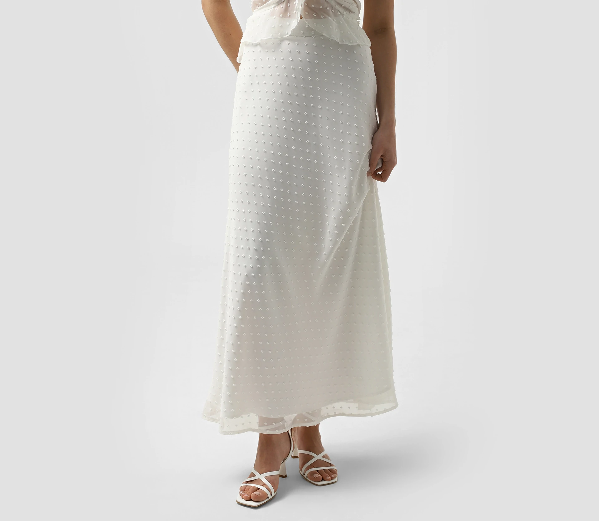Спідниця міді в цяточку молочний - фото №4 Спідниця міді в цяточку молочний в інтернет-магазині