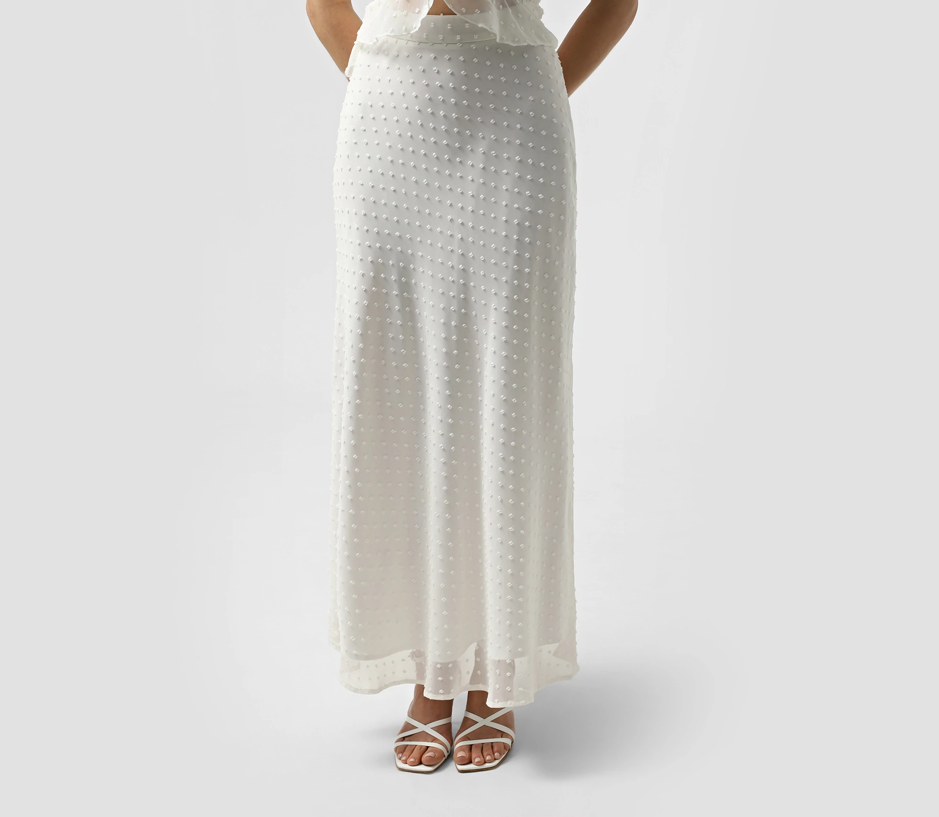 Спідниця міді в цяточку молочний - фото №2 Спідниця міді в цяточку молочний фото