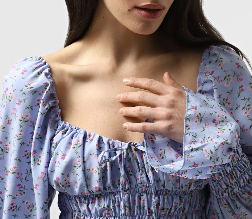 Сукня з довгим рукавом в блакитний принт в інтернет-магазині