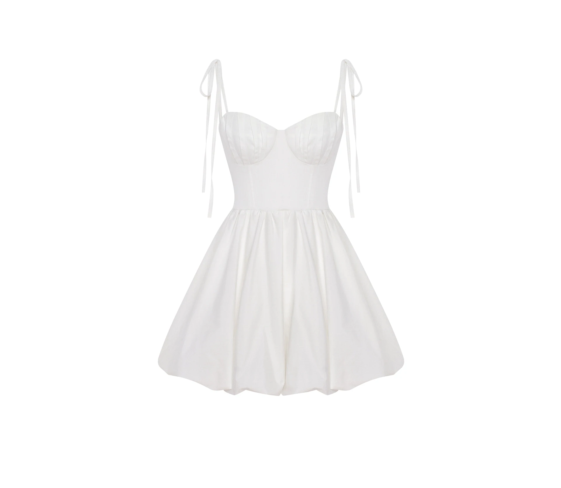 Сукня міні балон молочний - фото №1 Сукня міні балон молочний акції