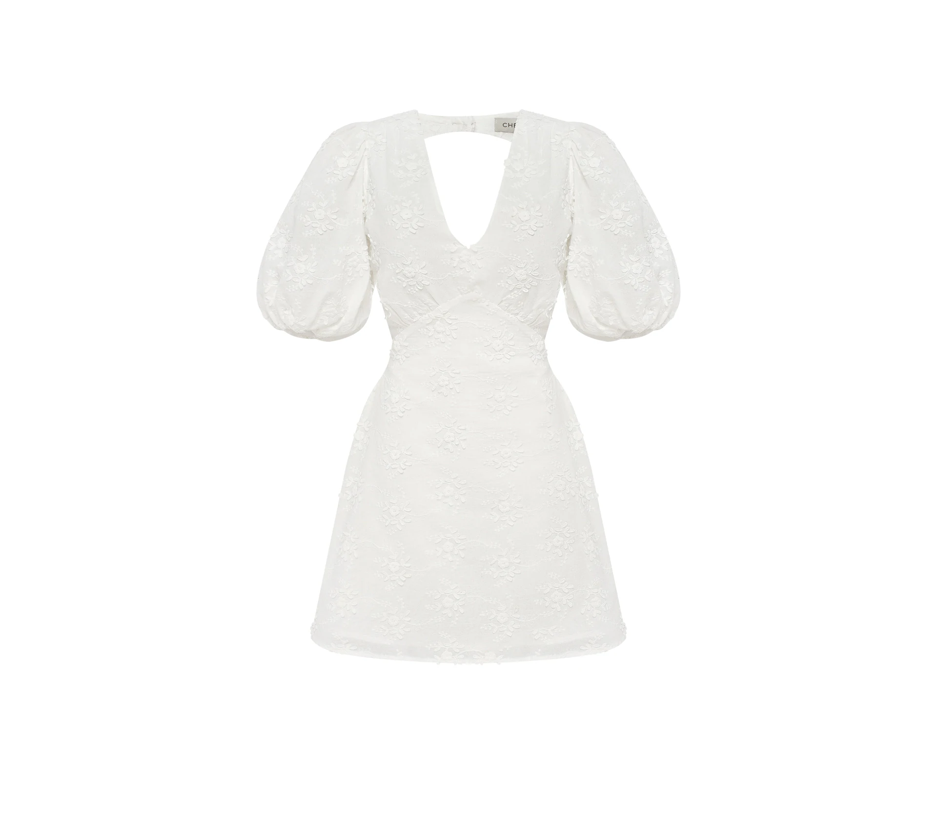 Сукня міні з відкритою спинкою прошва молочний - фото №1 Сукня міні з відкритою спинкою прошва молочний cher17