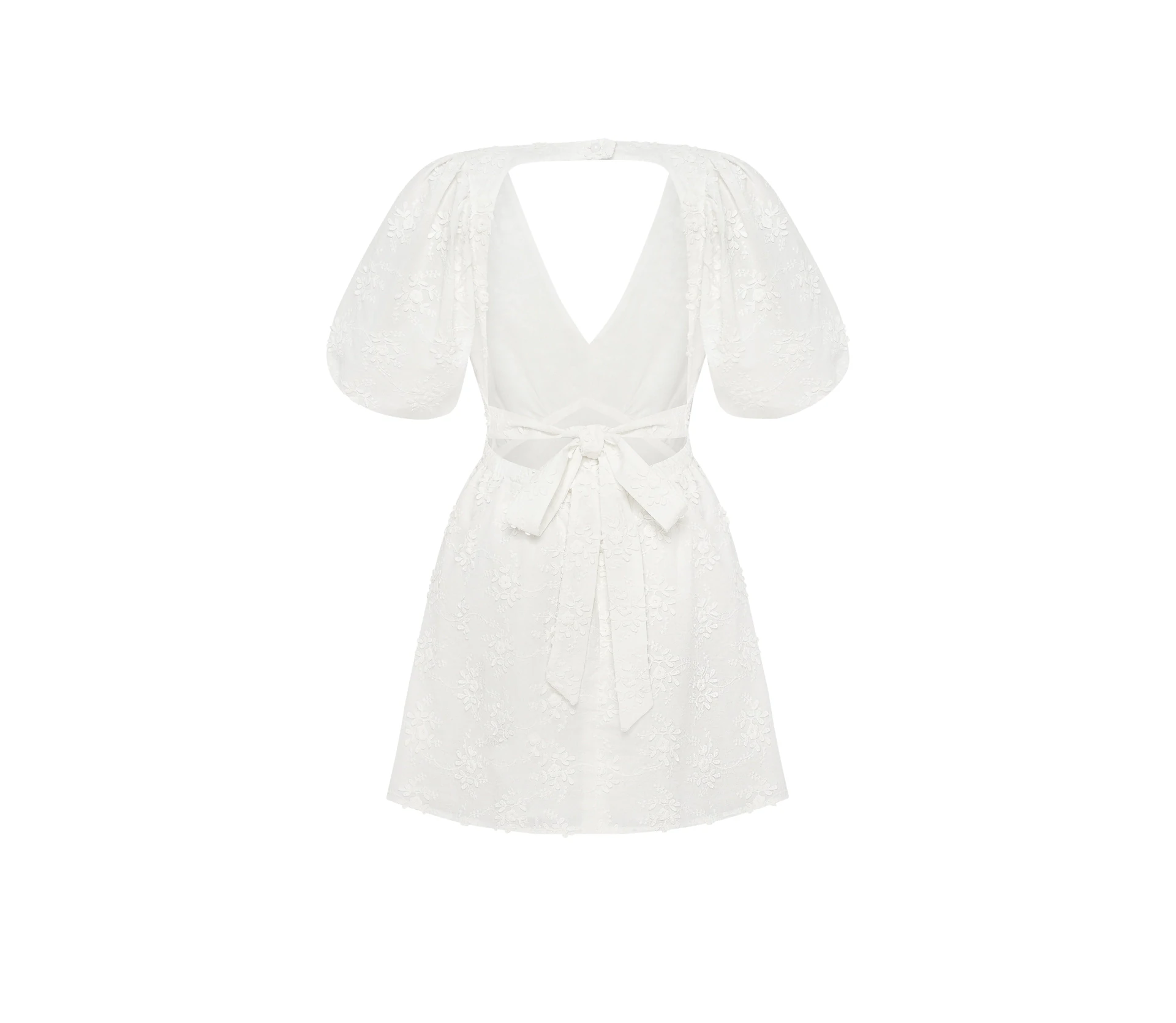 Сукня міні з відкритою спинкою прошва молочний - фото №7 Сукня міні з відкритою спинкою прошва молочний ціна