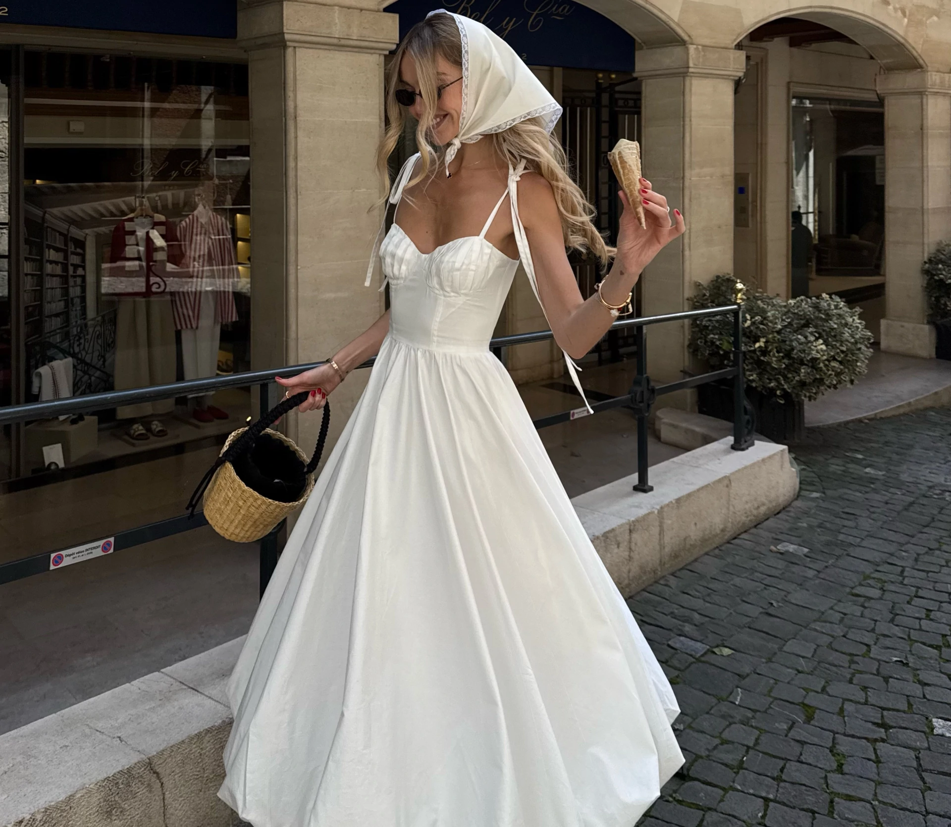 Сукня міді балон молочний - фото №6 Сукня міді балон молочний в інтернет-магазині