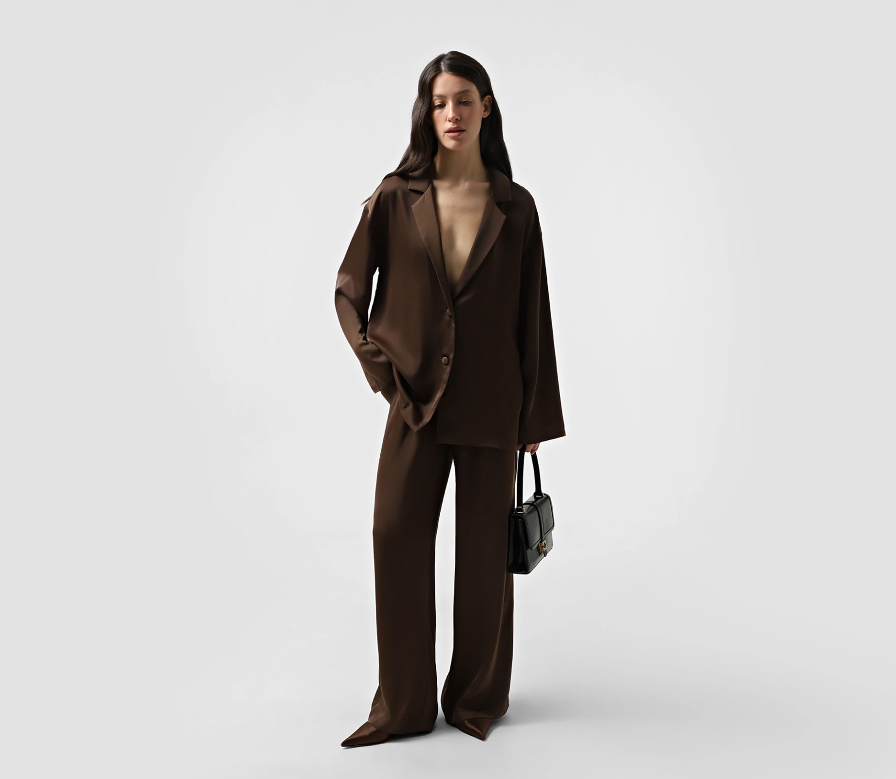 Костюм сорочка і штани на резинці коричневий фото