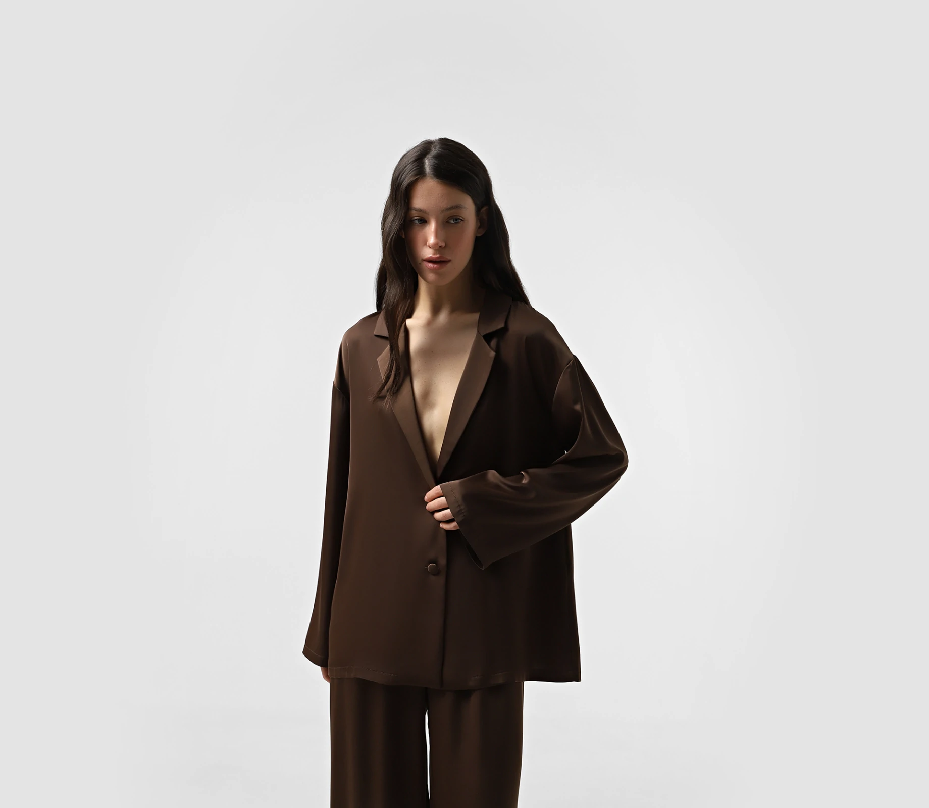 Костюм сорочка і штани на резинці коричневий недорого