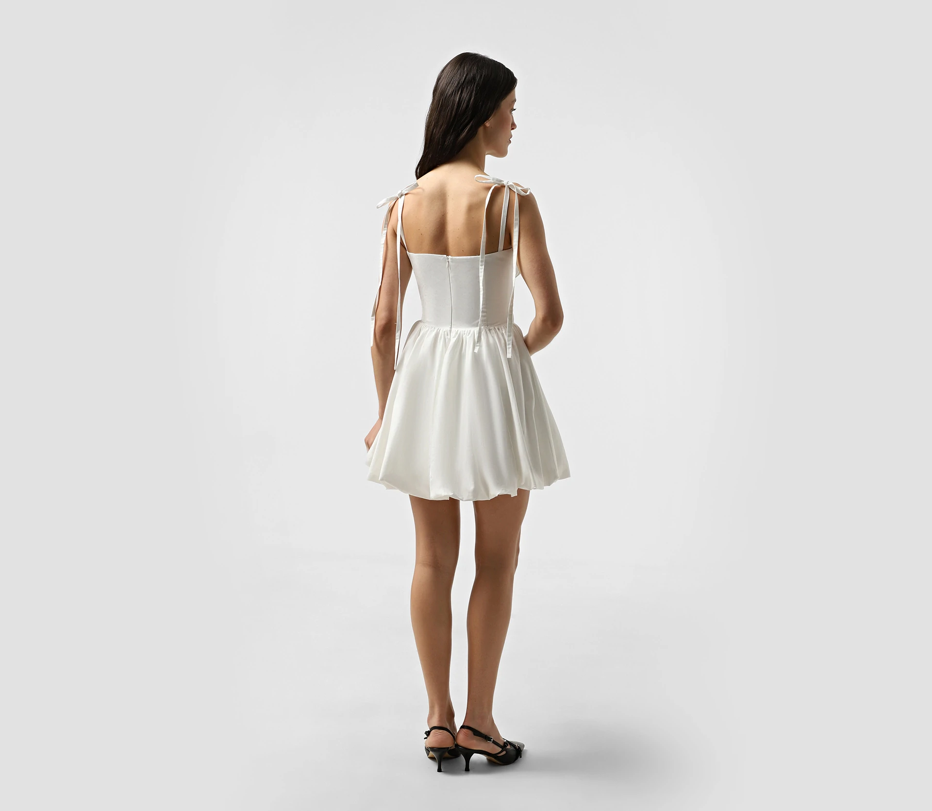 Сукня міні балон молочний - фото №5 Сукня міні балон молочний ціна