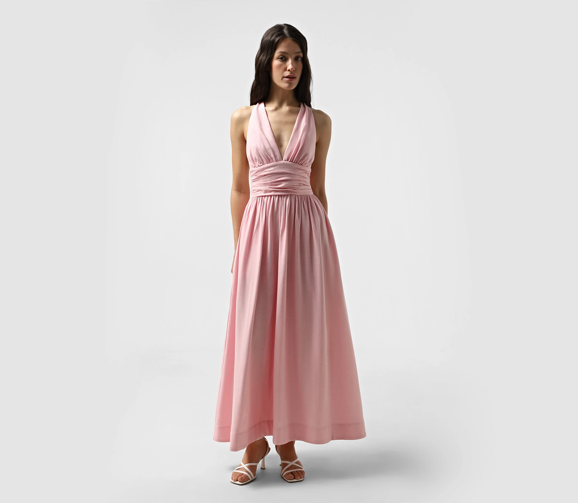 Сукня міді із завʼязкою на шиї рожевий - фото №2 Сукня міді із завʼязкою на шиї рожевий ціна