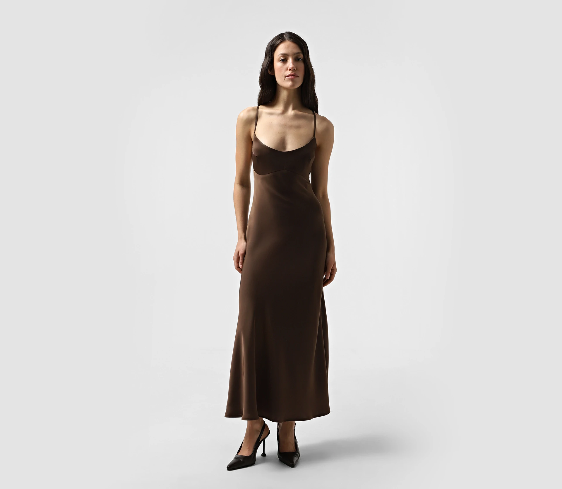 Сукня сліп Satin коричневий cher17