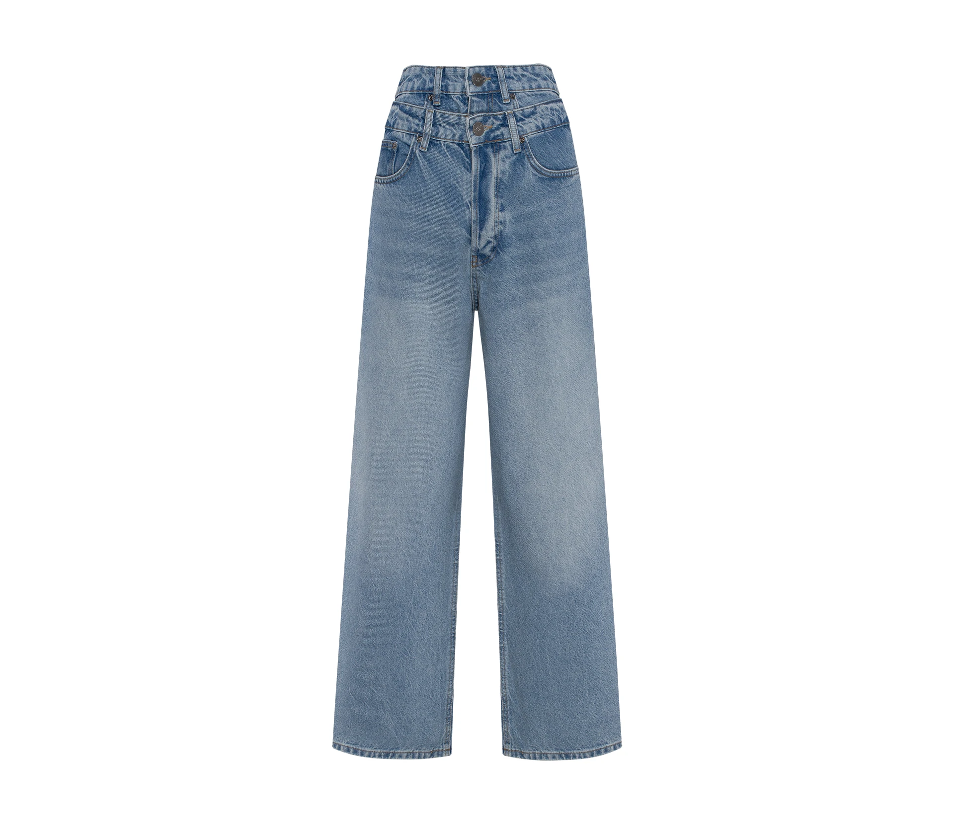 Джинси з подвійним поясом блакитний - фото №1 Джинси з подвійним поясом блакитний в Україні