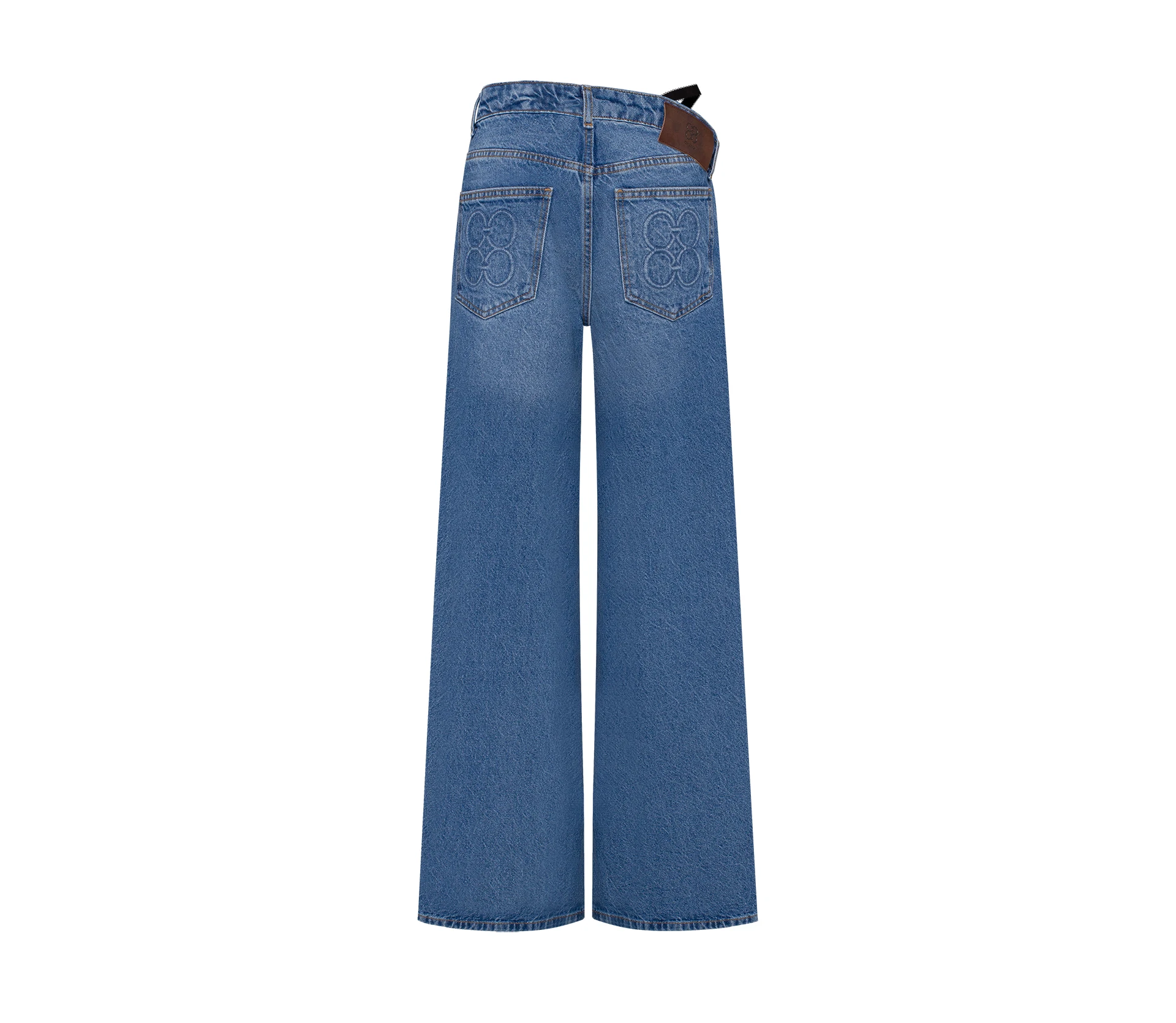 Джинси з асиметричним поясом світло-синій - фото №7 Джинси з асиметричним поясом світло-синій недорого