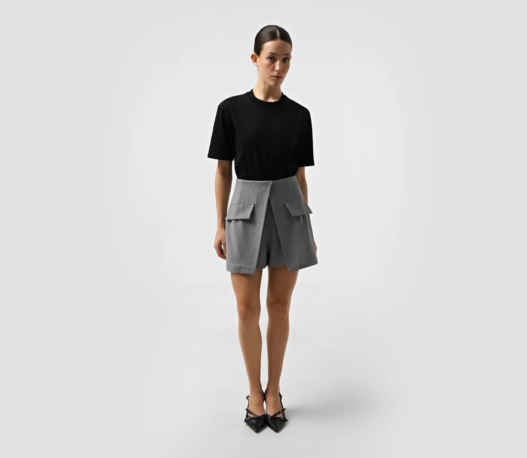 Спідниця-шорти з клапанами сірий cher17