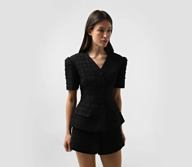 Жакет твід короткий рукав чорний в Україні